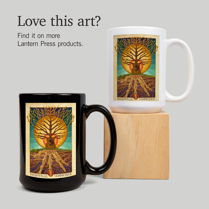 Nashville, Tennesseee, Guitar Tree, Lantern Press Artwork, Ceramic Mug Mugs Lantern Press 