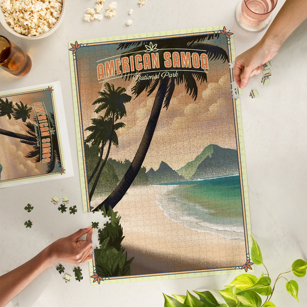 National Park of American Samoa, American Samoa, Lithograph, Jigsaw Puzzle Puzzle Lantern Press 