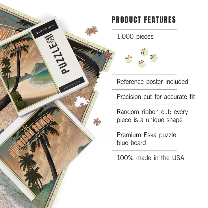 National Park of American Samoa, American Samoa, Lithograph, Jigsaw Puzzle Puzzle Lantern Press 