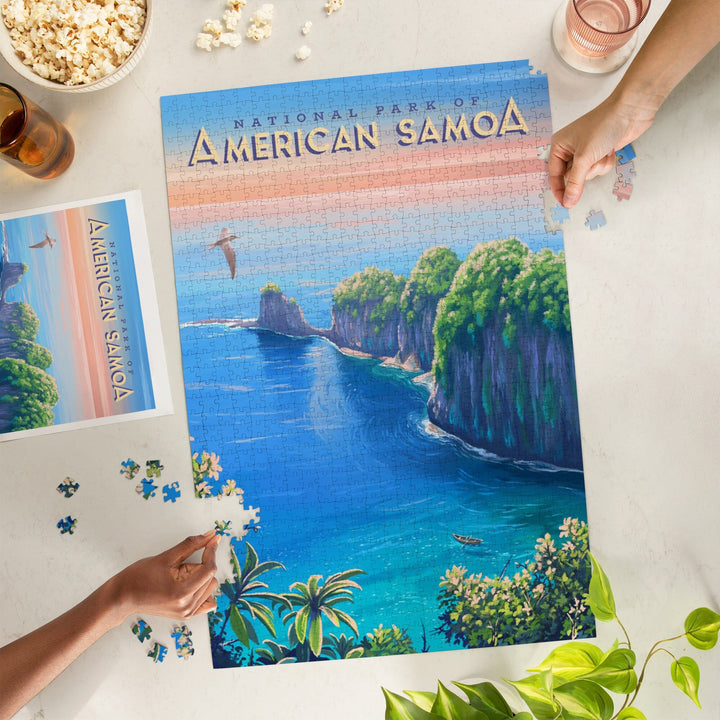 National Park of American Samoa, Oil Painting, Jigsaw Puzzle Puzzle Lantern Press 