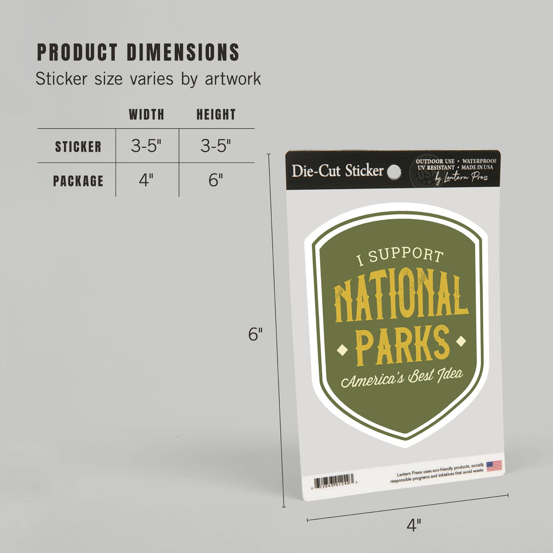 National Parks, I Support, Contour, Vinyl Sticker Sticker Lantern Press 