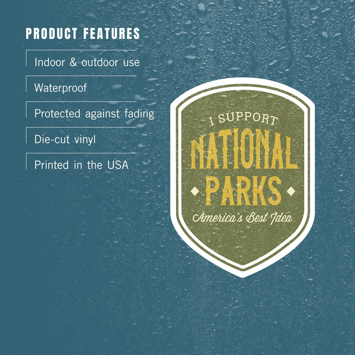 National Parks, I Support, Contour, Vinyl Sticker Sticker Lantern Press 