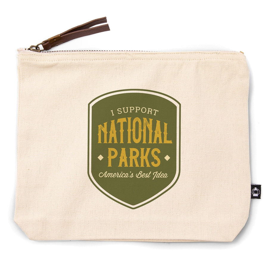 National Parks, I Support,, Organic Cotton Zipper Pouch, Go Bag Go Bag Lantern Press 
