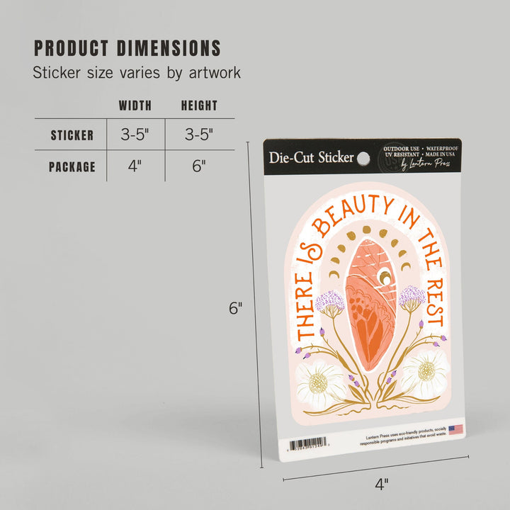 Nature's Beauty Series, Beauty in the Rest Cocoon, Contour, Vinyl Sticker Sticker Lantern Press 