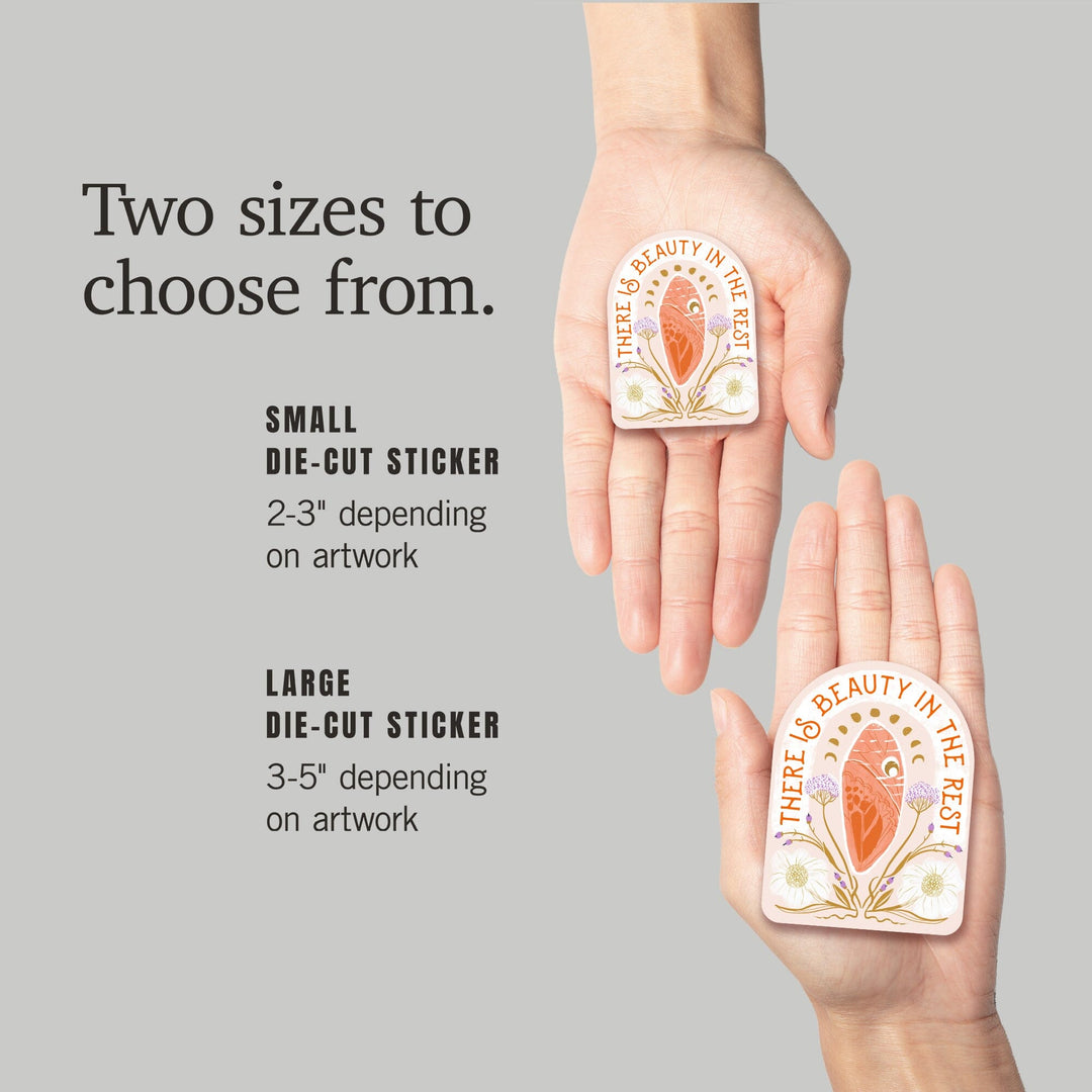 Nature's Beauty Series, Beauty in the Rest Cocoon, Contour, Vinyl Sticker Sticker Lantern Press 
