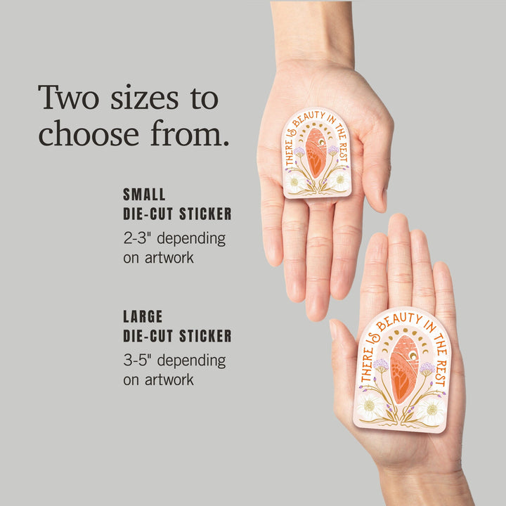 Nature's Beauty Series, Beauty in the Rest Cocoon, Contour, Vinyl Sticker Sticker Lantern Press 
