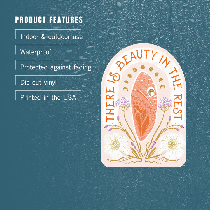 Nature's Beauty Series, Beauty in the Rest Cocoon, Contour, Vinyl Sticker Sticker Lantern Press 