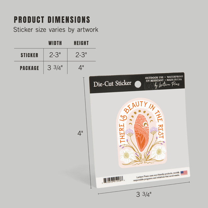 Nature's Beauty Series, Beauty in the Rest Cocoon, Contour, Vinyl Sticker Sticker Lantern Press 
