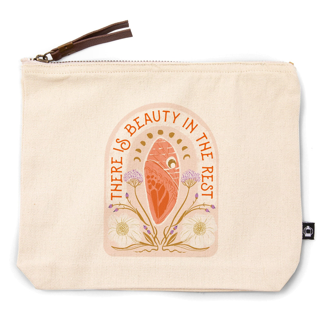 Nature's Beauty Series, Beauty in the Rest Cocoon,, Organic Cotton Zipper Pouch, Go Bag Totes Lantern Press 