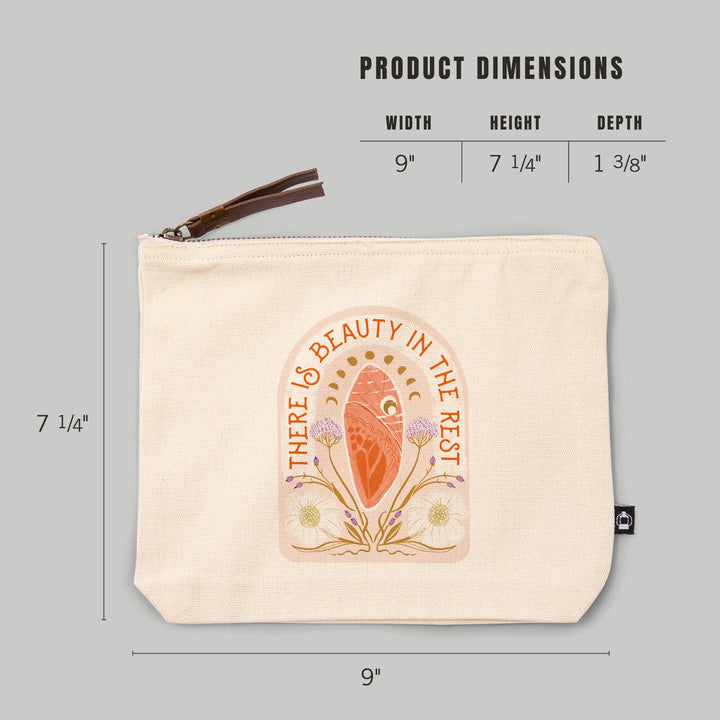 Nature's Beauty Series, Beauty in the Rest Cocoon,, Organic Cotton Zipper Pouch, Go Bag Totes Lantern Press 