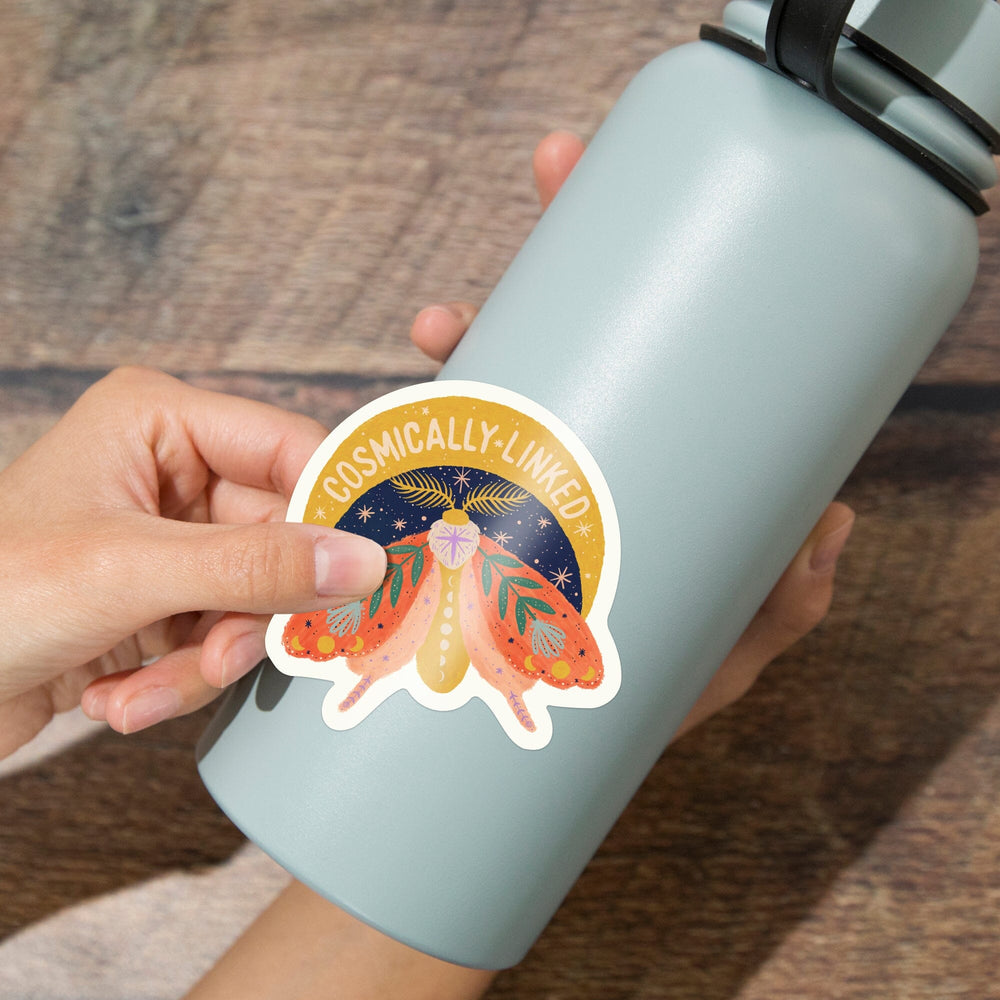 Nature's Beauty Series, Cosmically Linked Moon Moth, Contour, Vinyl Sticker Sticker Lantern Press 