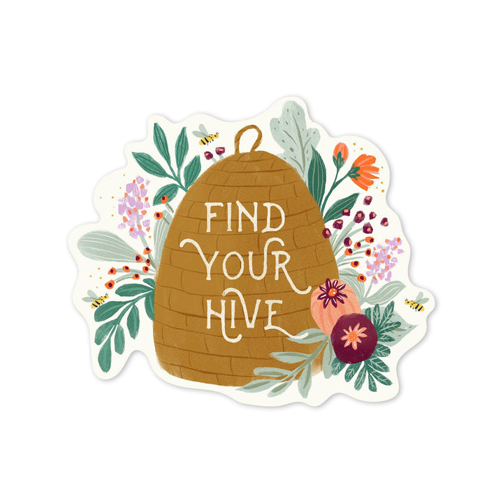 Nature's Beauty Series, Find Your Hive, Contour, Vinyl Sticker Sticker Lantern Press 