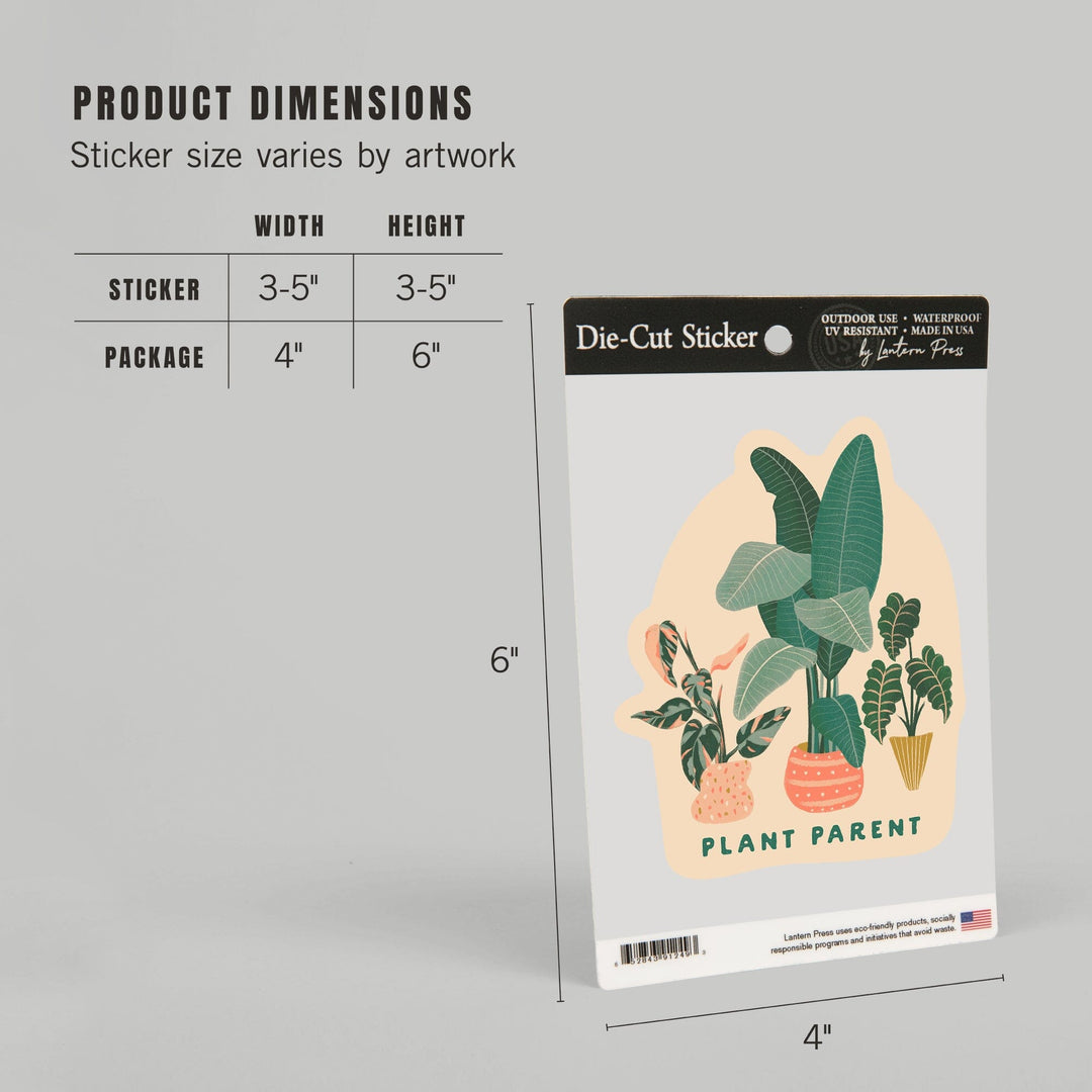 Nature's Beauty Series, Plant Parent Potted Houseplants, Contour, Vinyl Sticker Sticker Lantern Press 