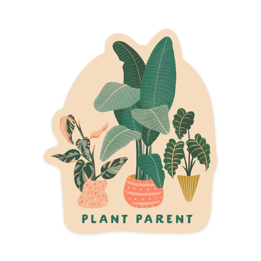 Nature's Beauty Series, Plant Parent Potted Houseplants, Contour, Vinyl Sticker Sticker Lantern Press 