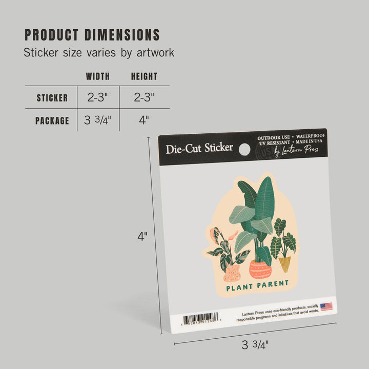 Nature's Beauty Series, Plant Parent Potted Houseplants, Contour, Vinyl Sticker Sticker Lantern Press 