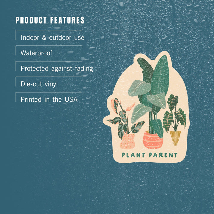 Nature's Beauty Series, Plant Parent Potted Houseplants, Contour, Vinyl Sticker Sticker Lantern Press 