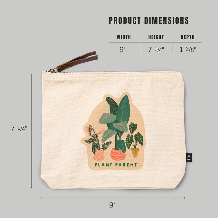 Nature's Beauty Series, Plant Parent Potted Houseplants,, Organic Cotton Zipper Pouch, Go Bag Totes Lantern Press 