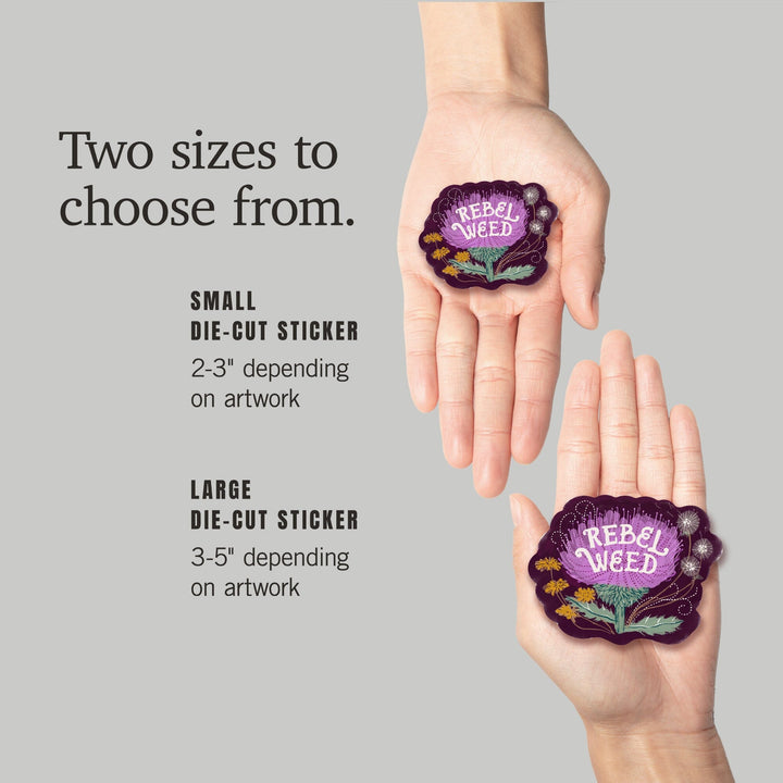 Nature's Beauty Series, Rebel Weed Flowers, Contour, Vinyl Sticker Sticker Lantern Press 
