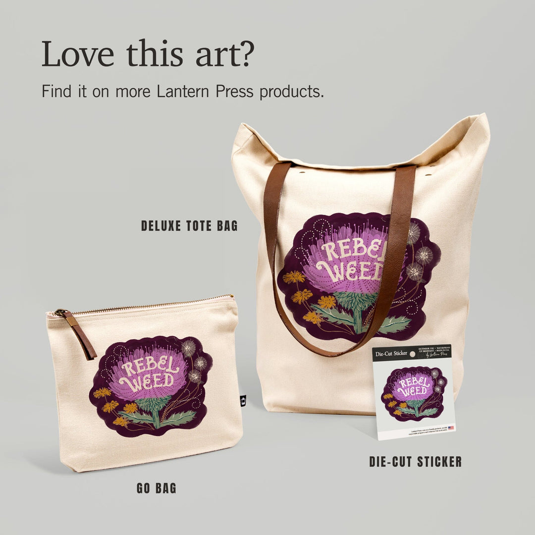 Nature's Beauty Series, Rebel Weed Flowers, Contour, Vinyl Sticker Sticker Lantern Press 
