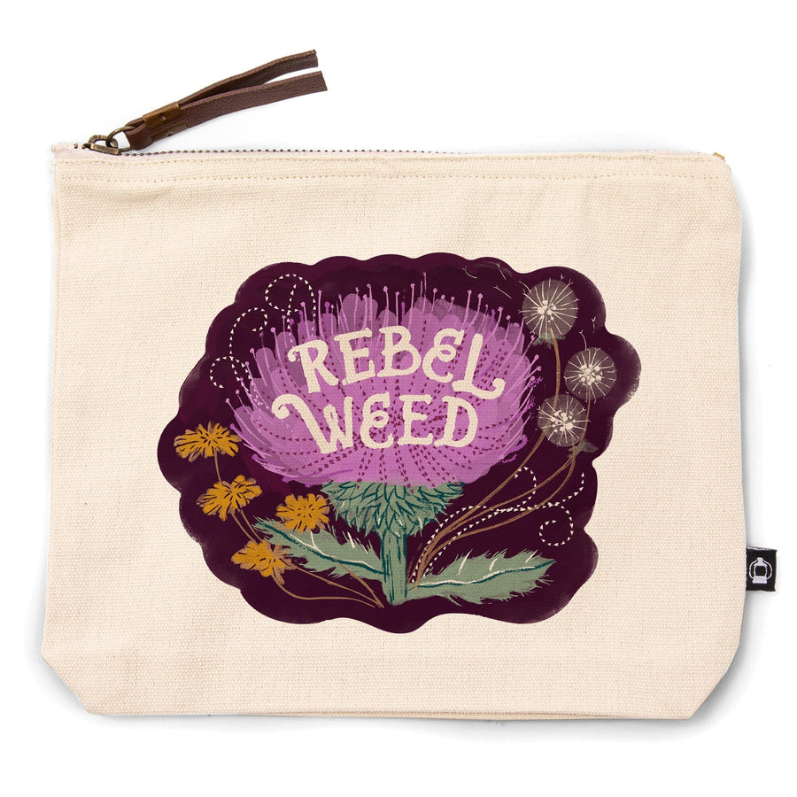 Nature's Beauty Series, Rebel Weed Flowers,, Organic Cotton Zipper Pouch, Go Bag Totes Lantern Press 