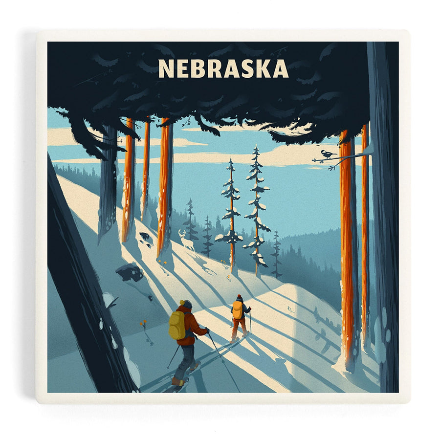 Nebraska, Better on Foot, Snowshoeing, Coasters Coasters Lantern Press 