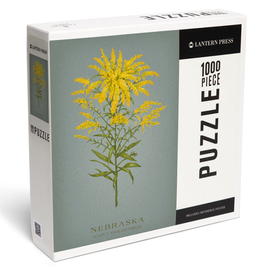Nebraska, Vintage Flora, State Series, Giant Goldenrod, Jigsaw Puzzle Puzzle Lantern Press 
