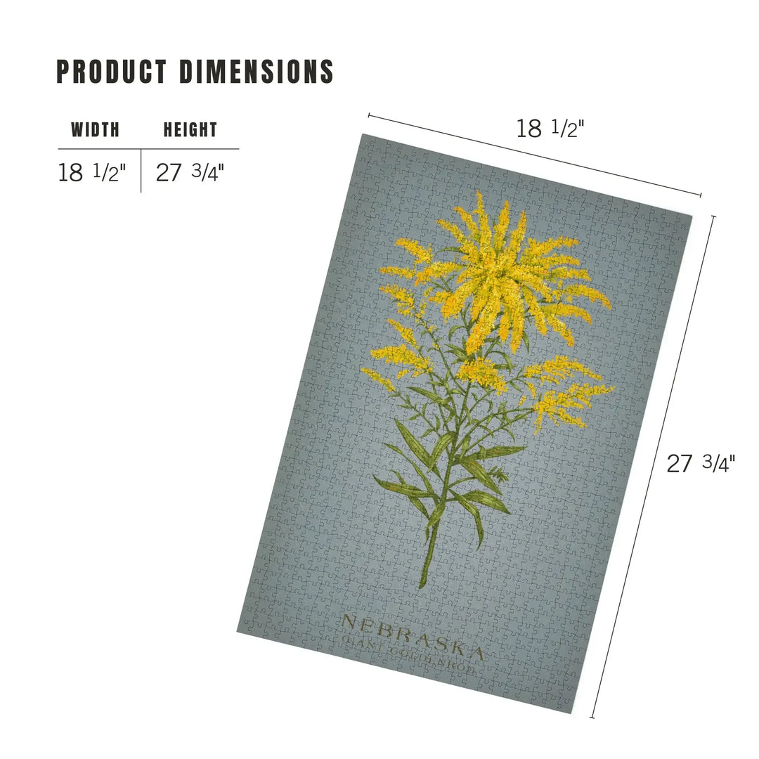 Nebraska, Vintage Flora, State Series, Giant Goldenrod, Jigsaw Puzzle Puzzle Lantern Press 