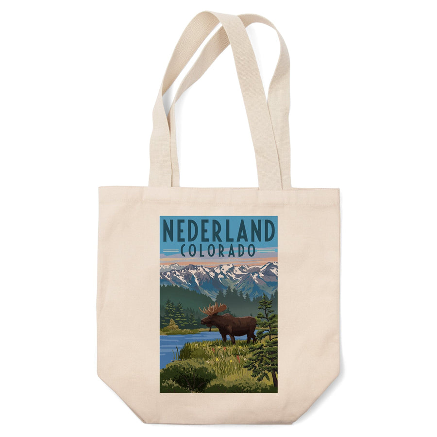 Nederland, Colorado, Moose, Summer Scene, Lantern Press Artwork, Tote Bag Totes Lantern Press 