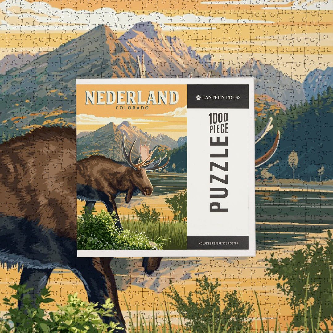Nederland, Colorado, Painterly, Moose, Jigsaw Puzzle Puzzle Lantern Press 