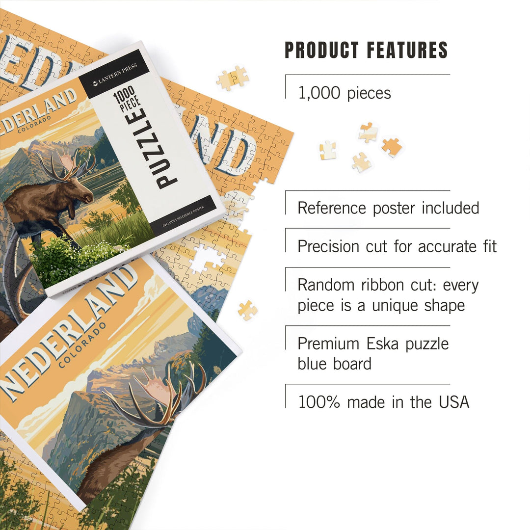 Nederland, Colorado, Painterly, Moose, Jigsaw Puzzle Puzzle Lantern Press 
