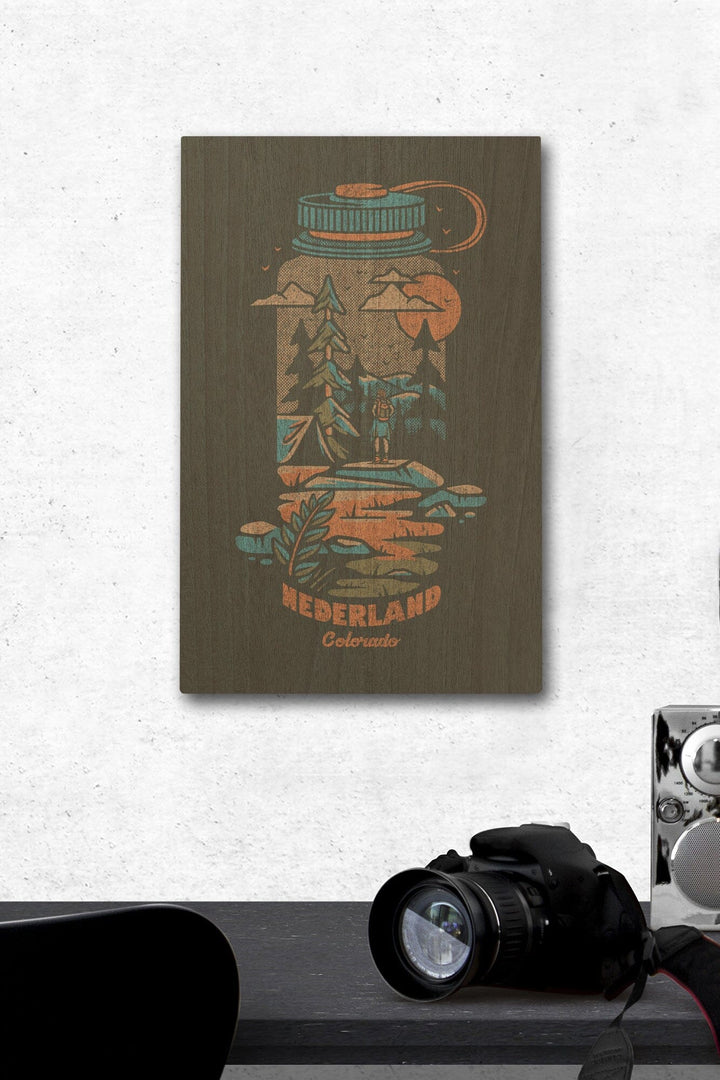Nederland, Colorado, Waterbottle, Lantern Press Artwork, Wood Signs and Postcards Wood Lantern Press 12 x 18 Wood Gallery Print 