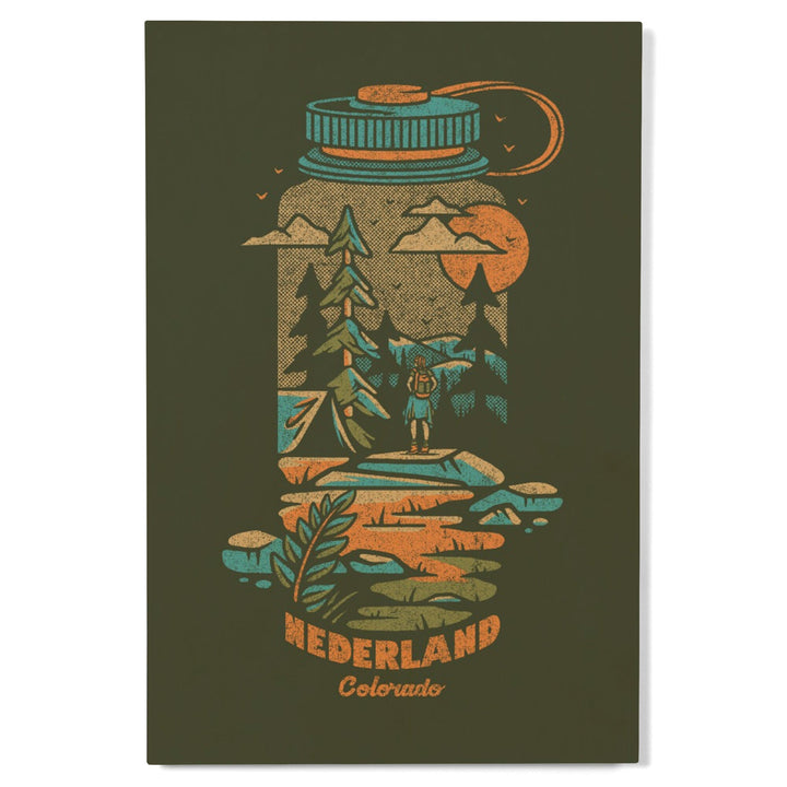 Nederland, Colorado, Waterbottle, Lantern Press Artwork, Wood Signs and Postcards Wood Lantern Press 