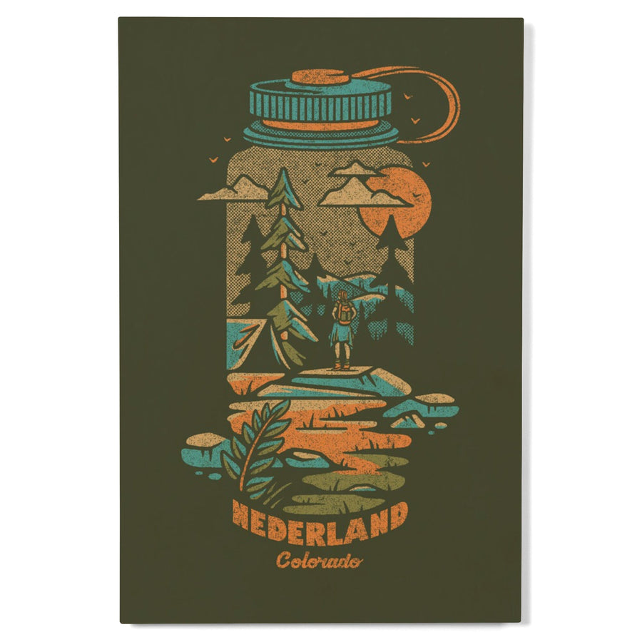 Nederland, Colorado, Waterbottle, Lantern Press Artwork, Wood Signs and Postcards Wood Lantern Press 