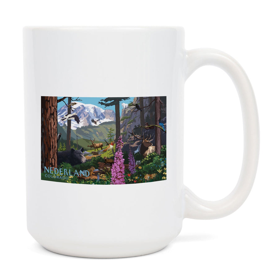 Nederland, Colorado, Wildlife Utopia, Lantern Press Artwork, Ceramic Mug Mugs Lantern Press 
