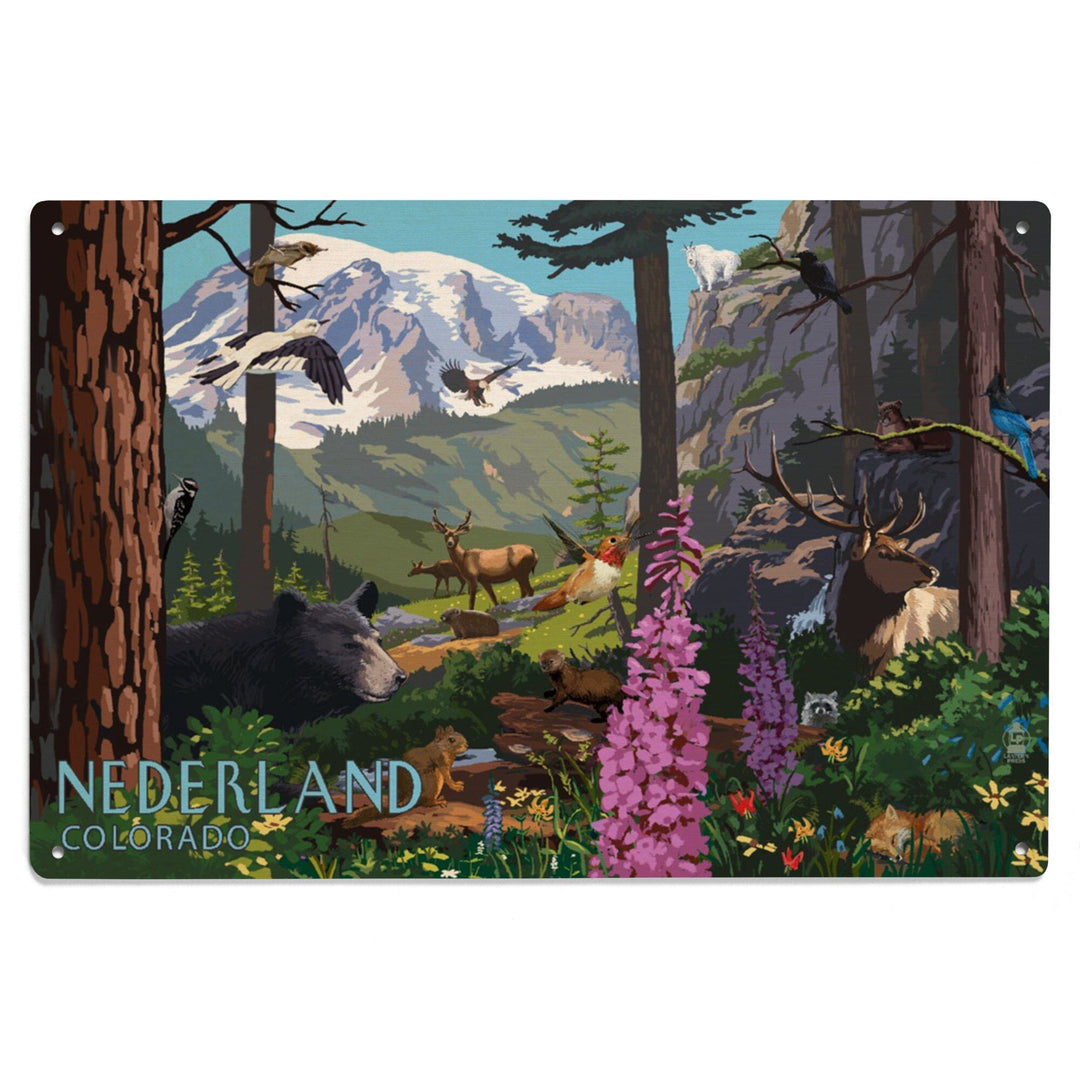 Nederland, Colorado, Wildlife Utopia, Lantern Press Artwork, Wood Signs and Postcards Wood Lantern Press 