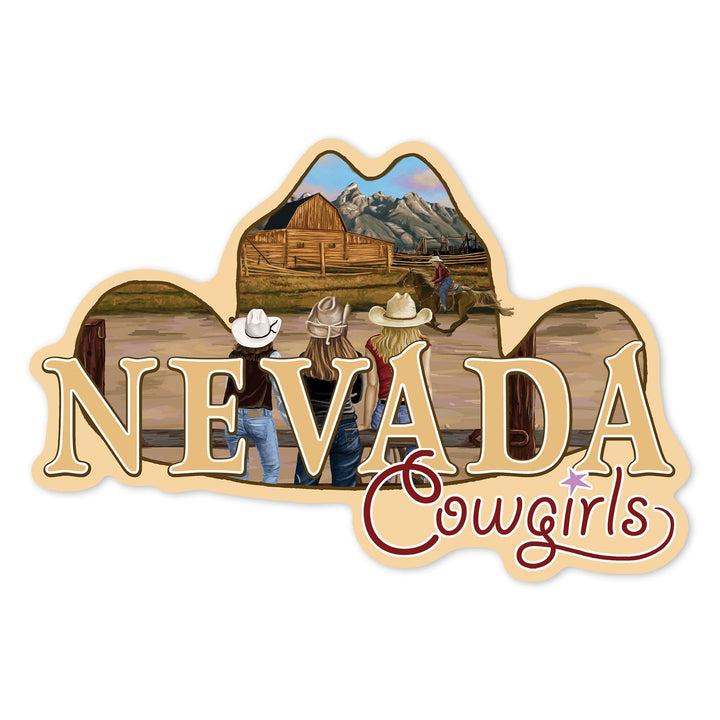 Nevada, Cowgirls, Contour, Vinyl Sticker Sticker Lantern Press 