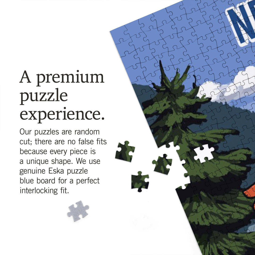 Nevada, Signpost, Lake and Bear, Jigsaw Puzzle Puzzle Lantern Press 