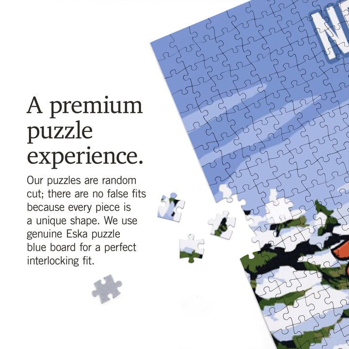Nevada, Signpost, Ski and Snow, Jigsaw Puzzle Puzzle Lantern Press 