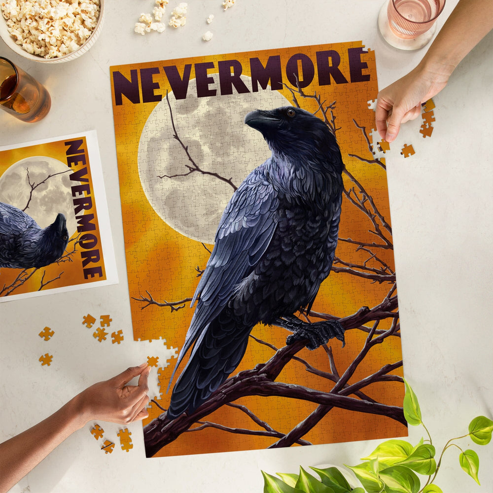 Nevermore, Raven and Moon, Jigsaw Puzzle Puzzle Lantern Press 
