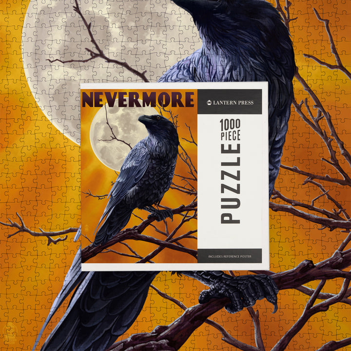 Nevermore, Raven and Moon, Jigsaw Puzzle Puzzle Lantern Press 