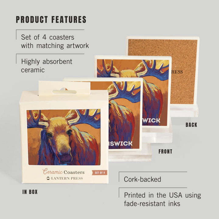 New Brunswick, Canada, Vivid Moose, Coasters Coasters Lantern Press 