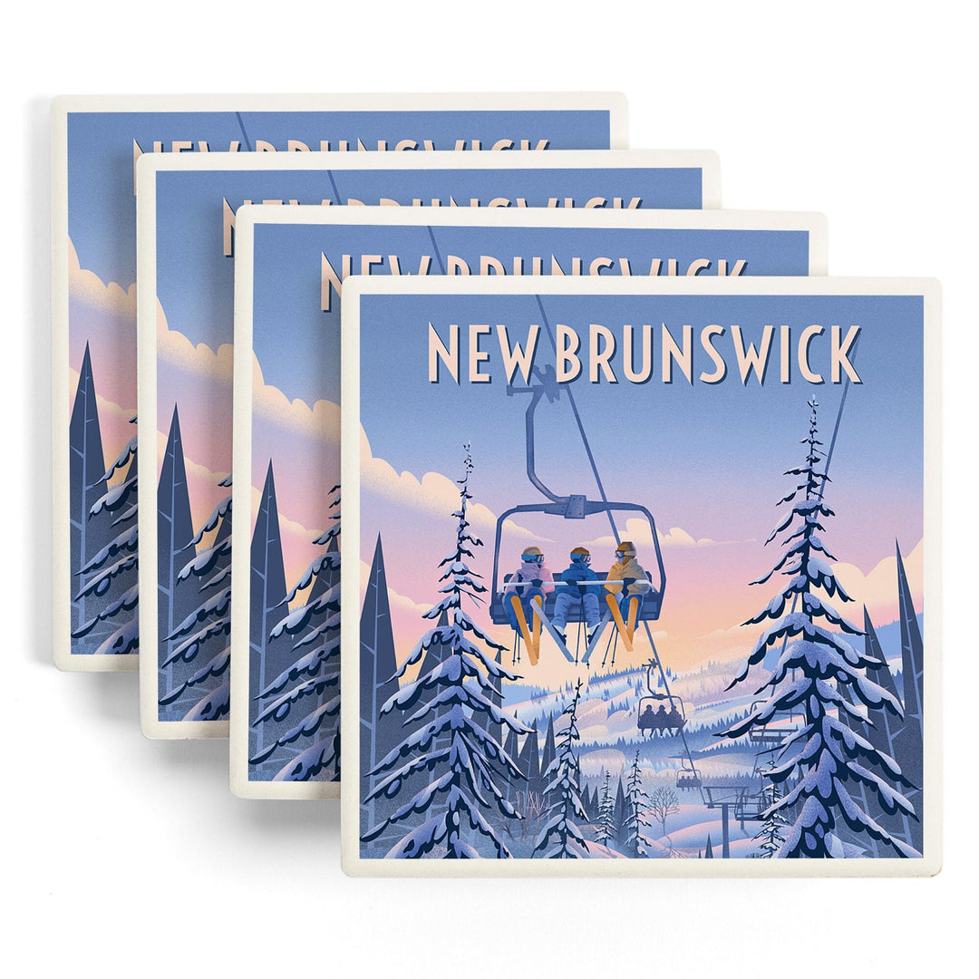 New Brunswick, Chill on the Uphill, Ski Lift, Coasters Coasters Lantern Press 