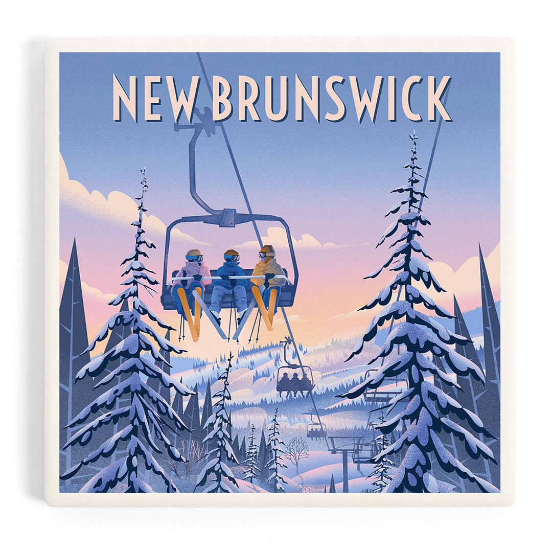 New Brunswick, Chill on the Uphill, Ski Lift, Coasters Coasters Lantern Press Coaster 
