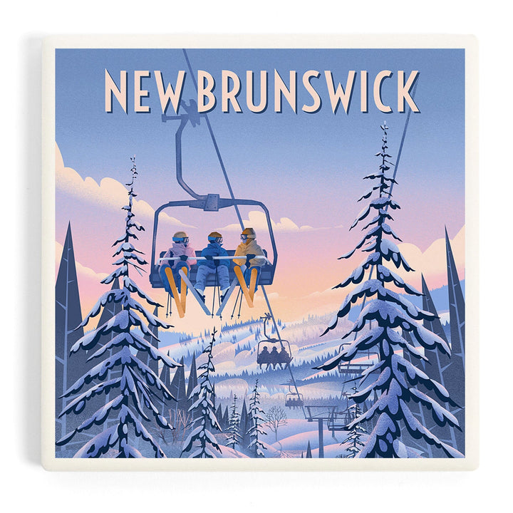 New Brunswick, Chill on the Uphill, Ski Lift, Coasters Coasters Lantern Press Coaster 