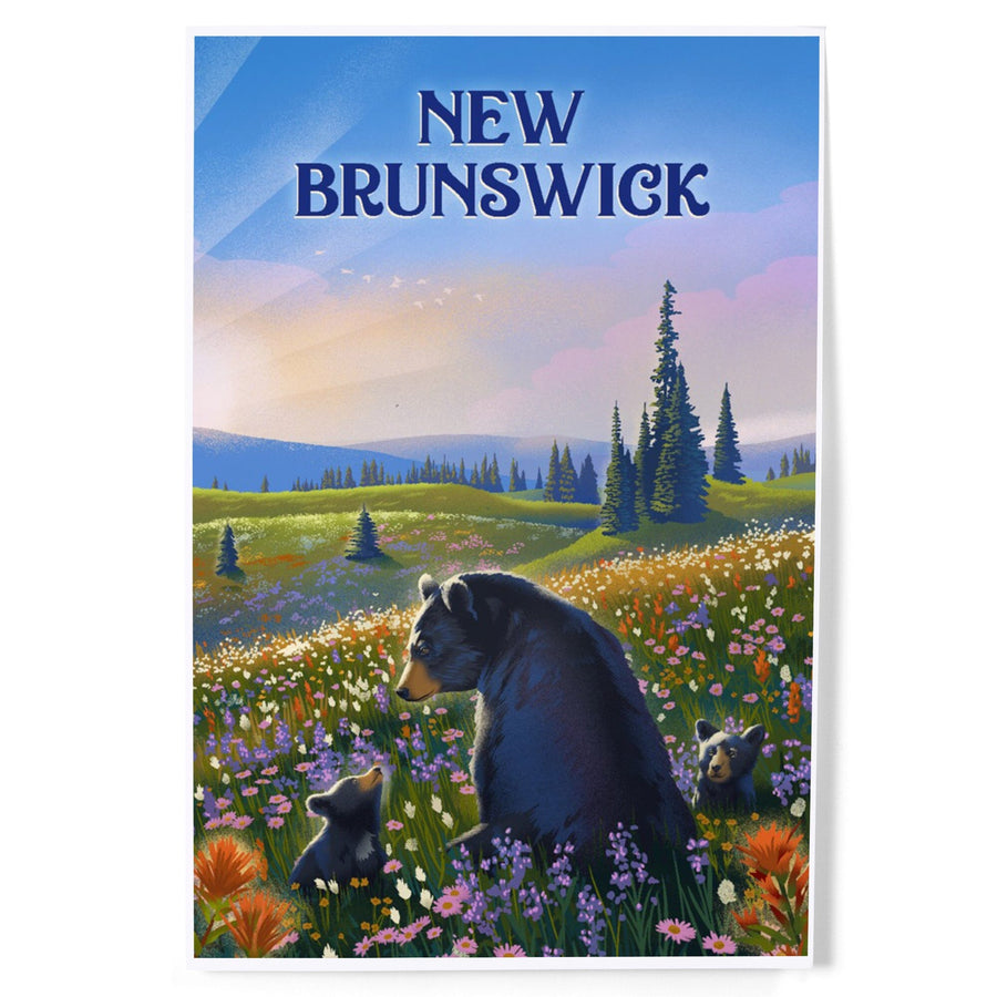 New Brunswick, Lithograph, Bear Family in Field, Art & Giclee Prints Art Lantern Press 