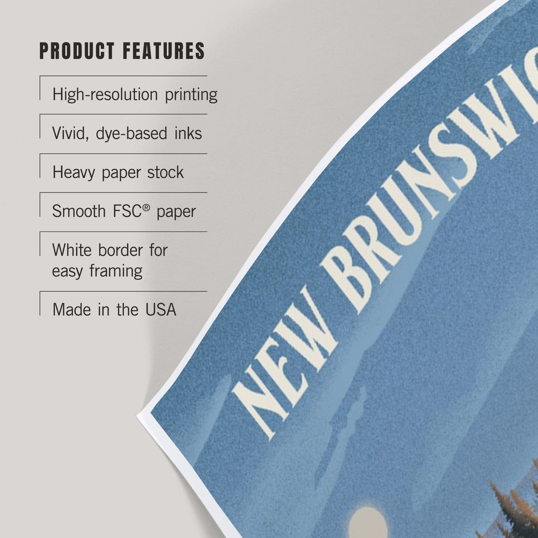 New Brunswick, Lithograph, Reflection Pond and Bull Moose, Art & Giclee Prints Art Lantern Press 