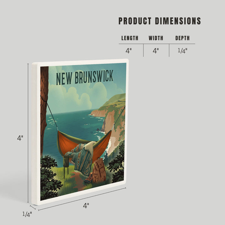 New Brunswick, Today's Office, Coastal Series, Hammock on Beach, Coasters Coasters Lantern Press 