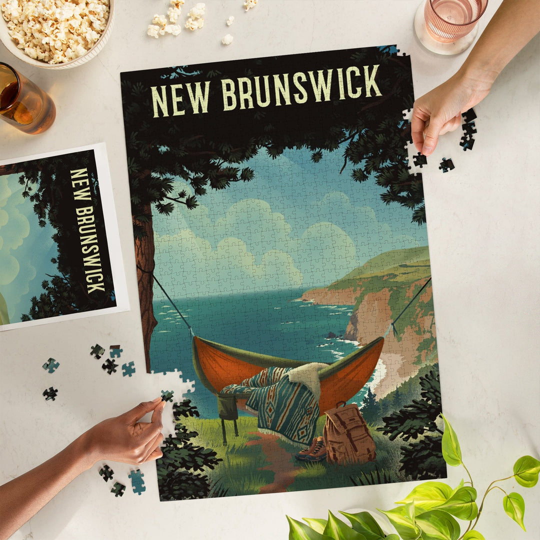 New Brunswick, Today's Office, Coastal Series, Hammock on Beach, Jigsaw Puzzle Puzzle Lantern Press 