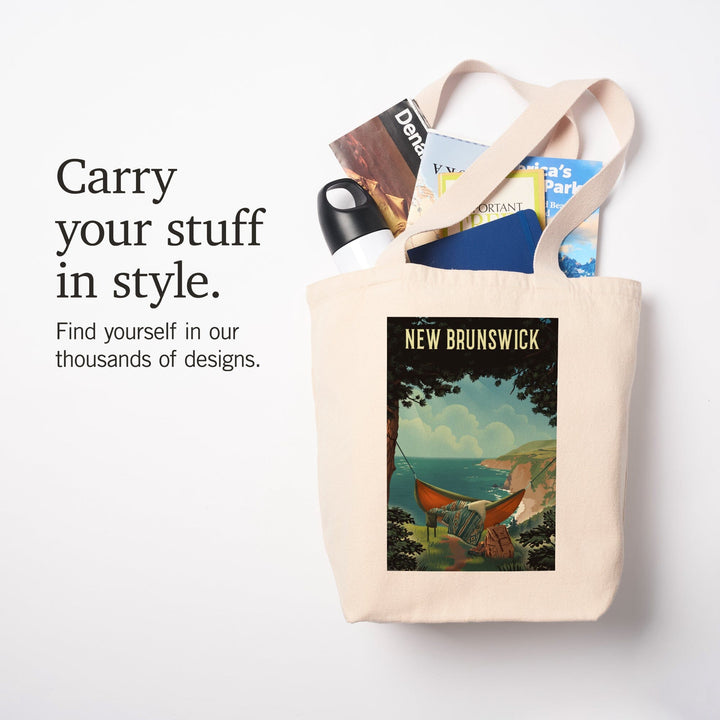 New Brunswick, Today's Office, Coastal Series, Hammock on Beach, Tote Bag Totes Lantern Press 