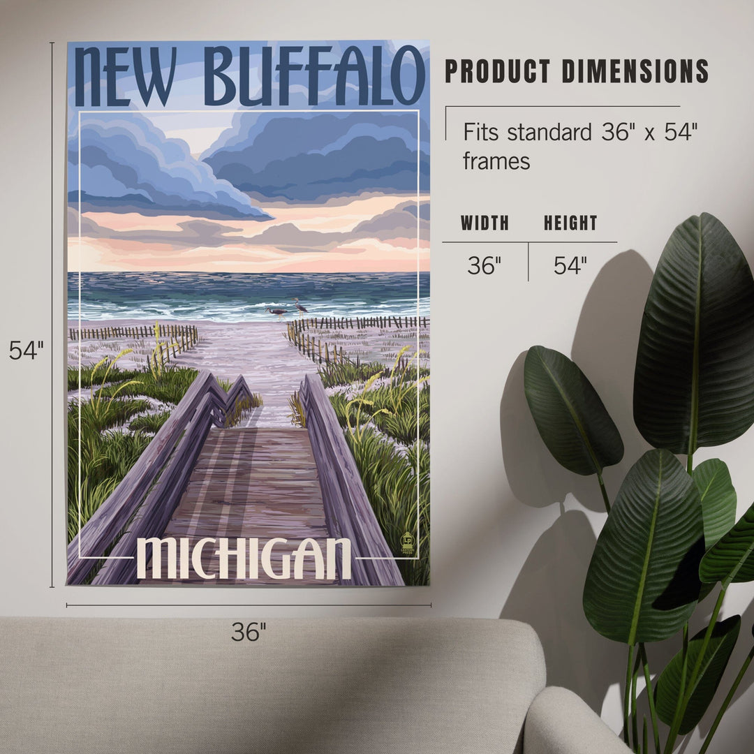 New Buffalo, Michigan, Beach Scene, Art & Giclee Prints Art Lantern Press 